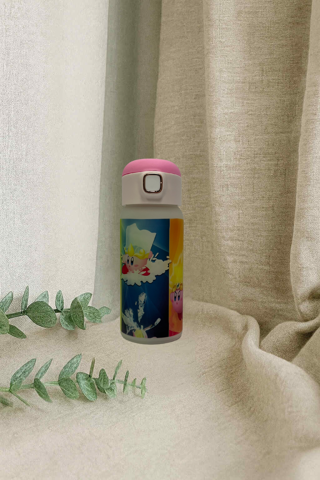 Bouteille en vitre avec paille - 4 éléments de la boule rose