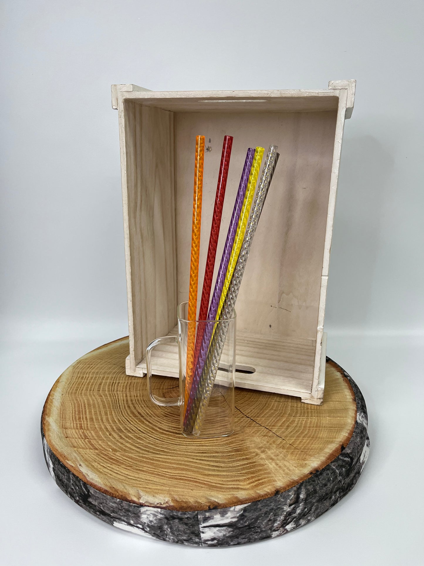 Paille en plastique de couleurs effets torsadés