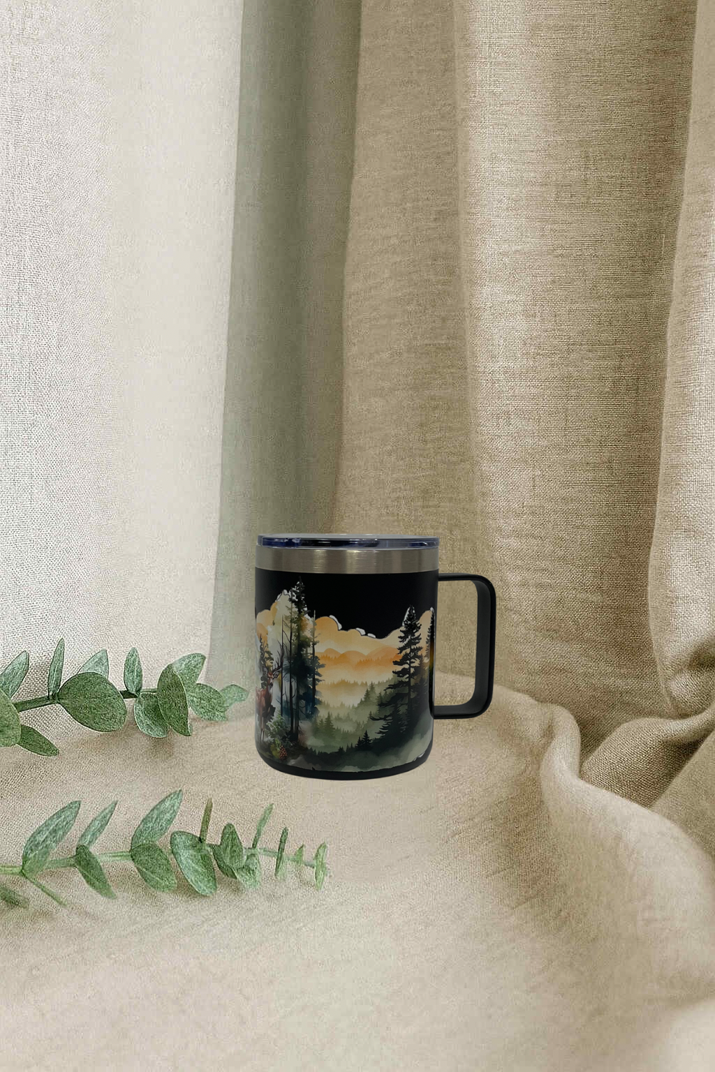 Tasse de transport noir- chevreuil