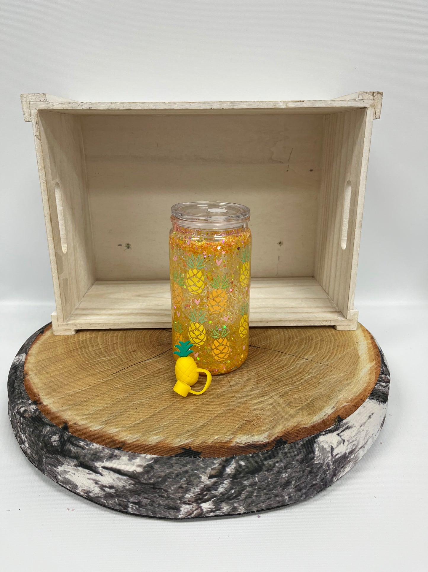 Verre en plastique à paillettes- Ananas
