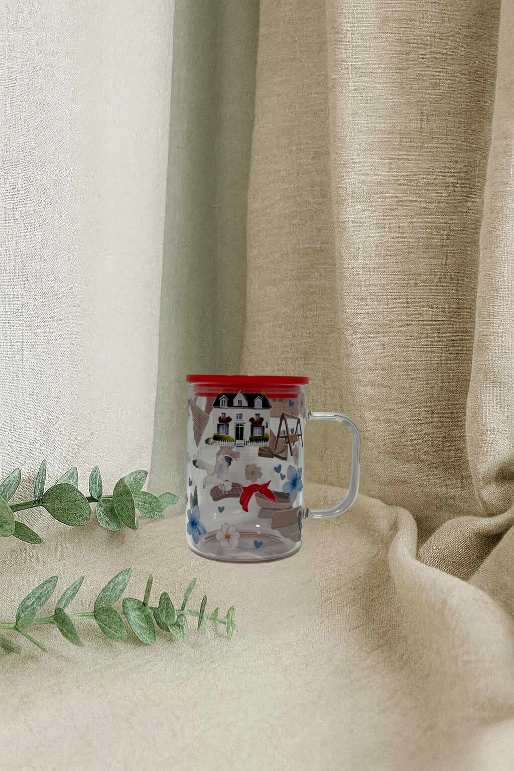 Tasse en vitre- Dit moi que je suis une mouette