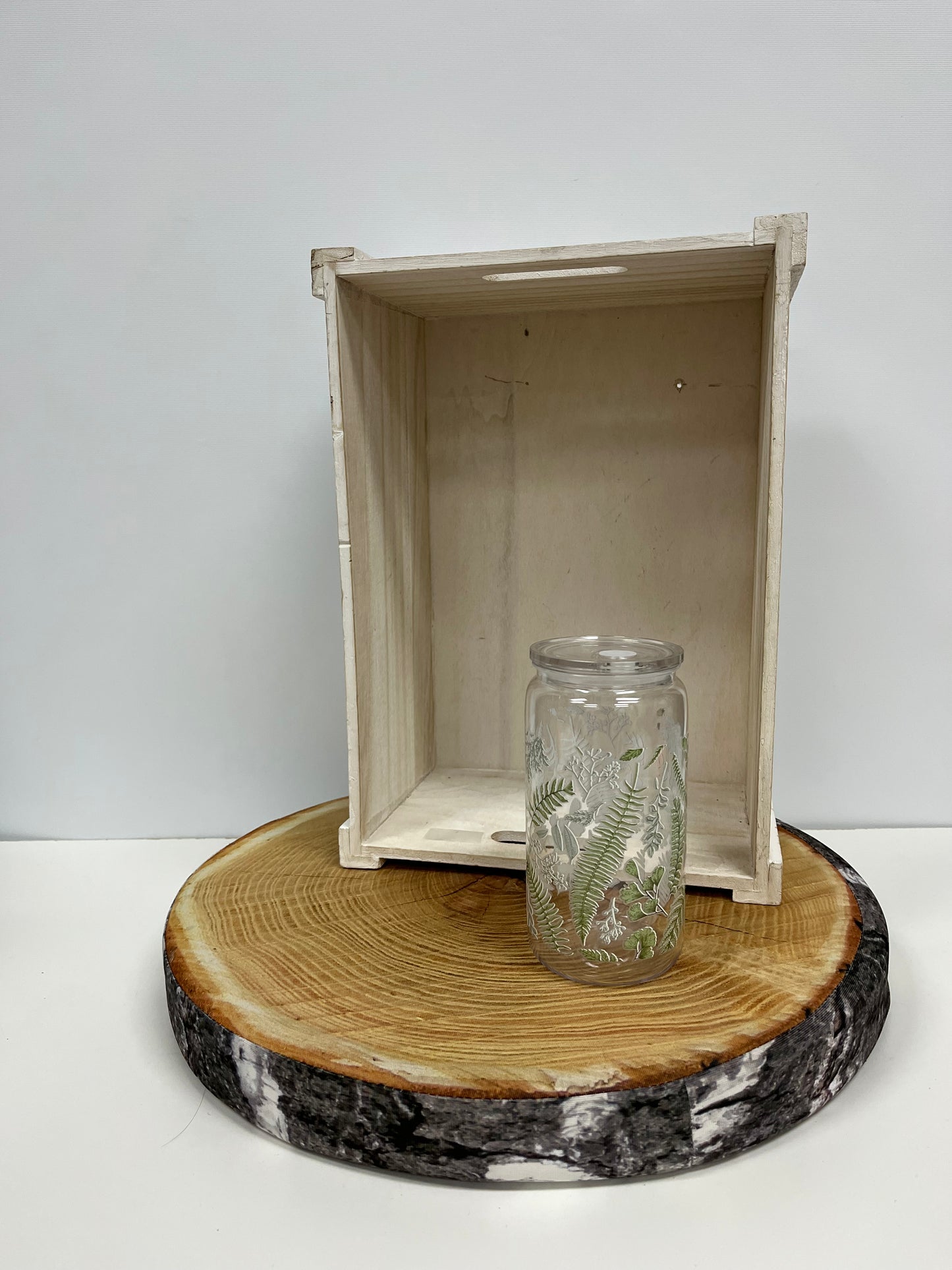 Verre de plastique et UV DTF glow in the dark - feuillages