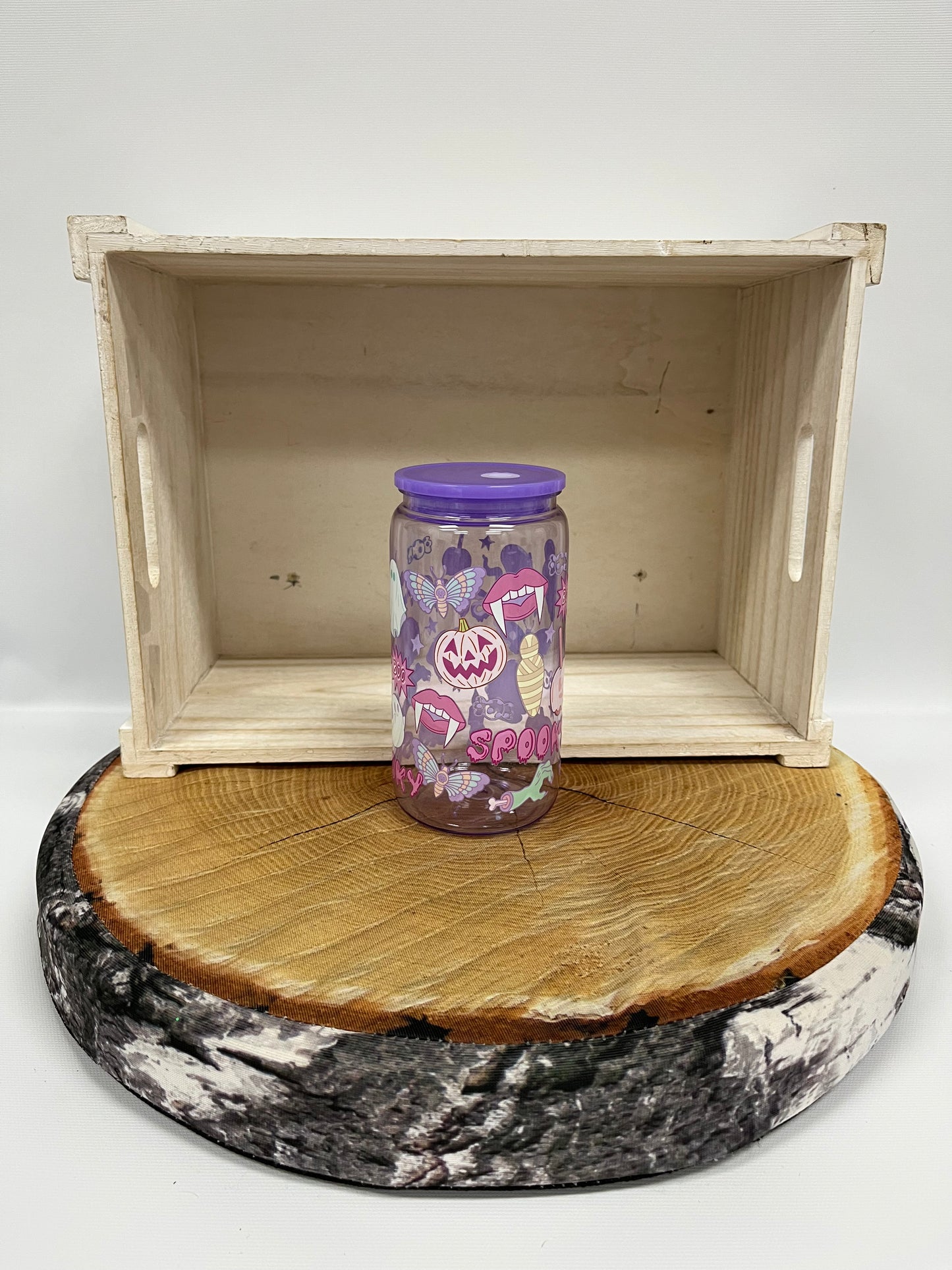 Verre en plastique- Halloween mauve