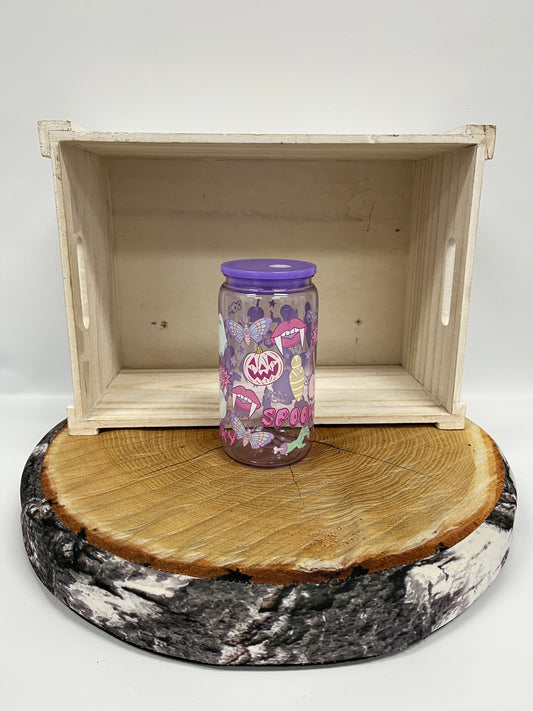 Verre en plastique- Halloween mauve
