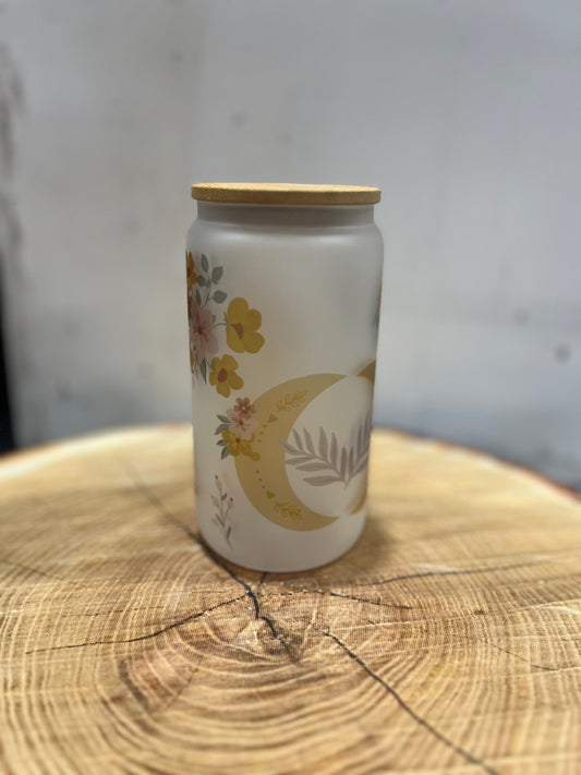 Verre en vitre - lune boho jaune