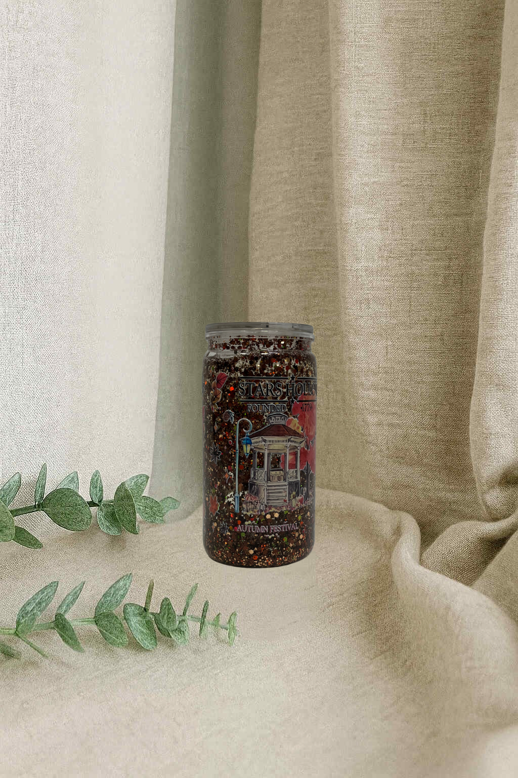 Verre en plastique à paillettes- Automne