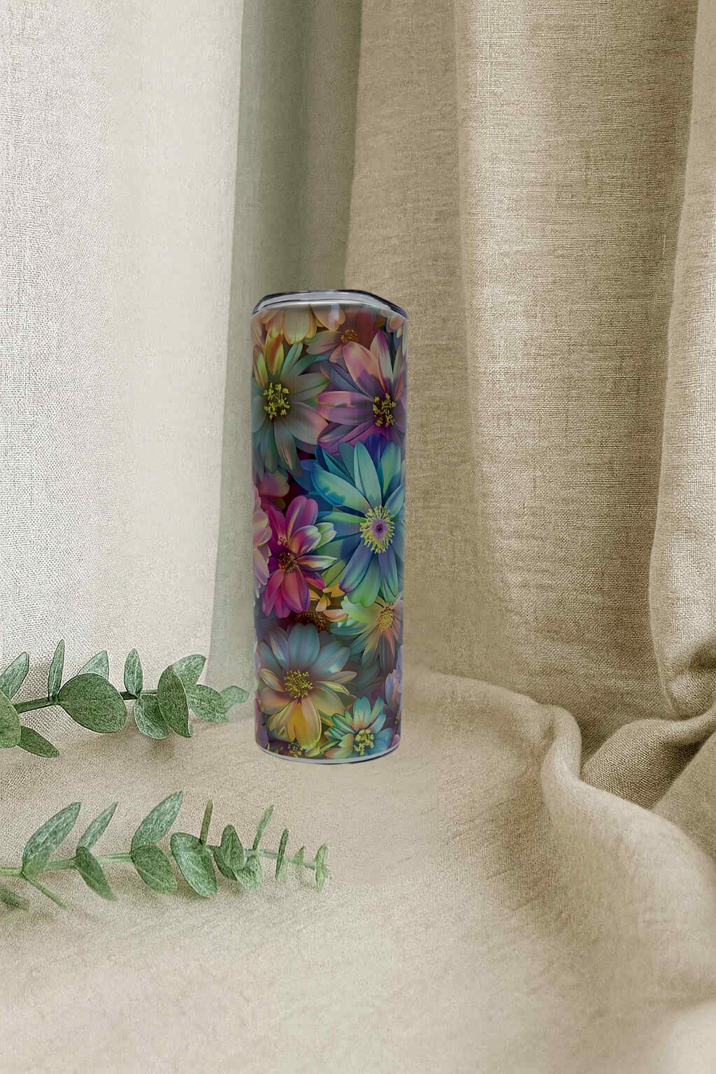 Bouteille de transport -marguerite fluo