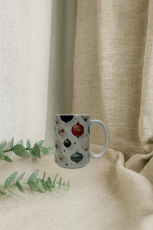 Tasse en ceramique (grande)- Boules de Noël rétro
