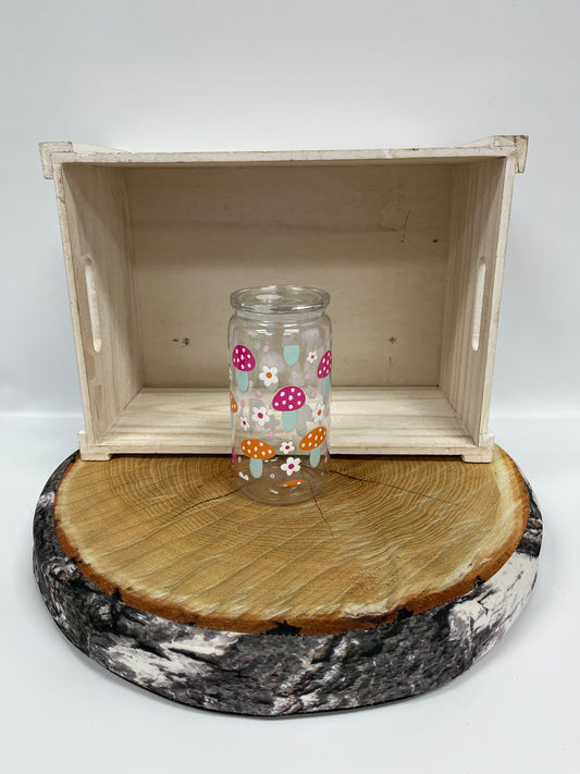 Verre en plastique- Champignons roses et oranges