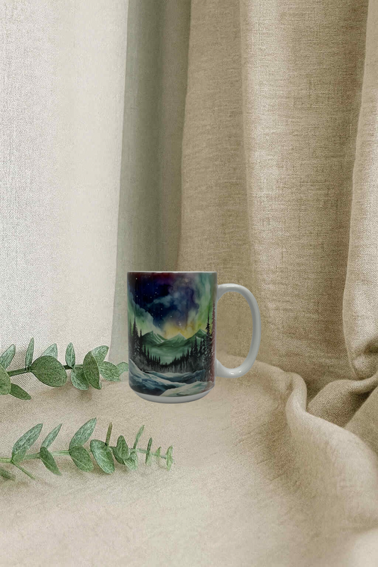 Tasse en ceramique (grande)- Aurore boréal
