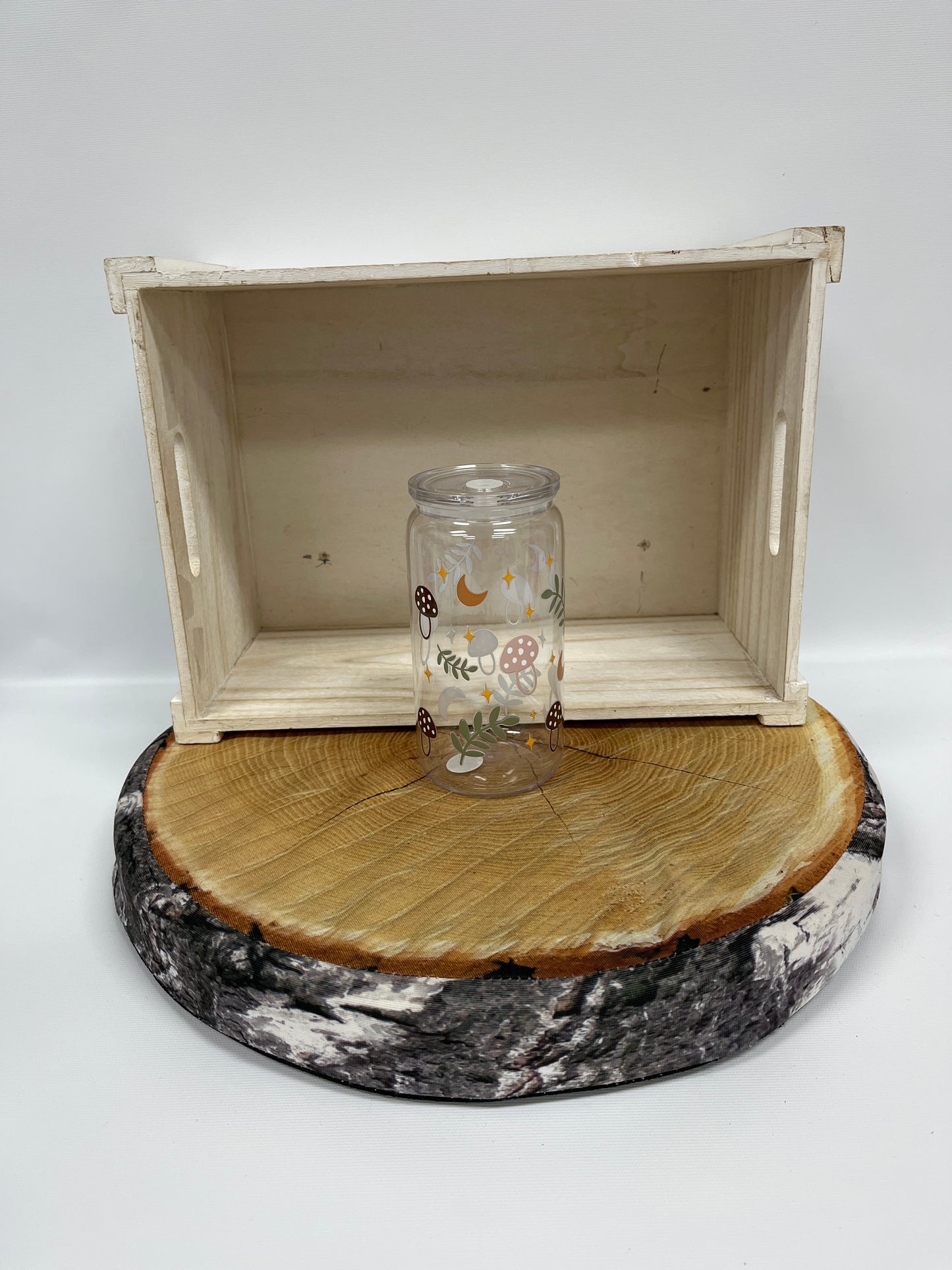 Verre en plastique- Champignons boho
