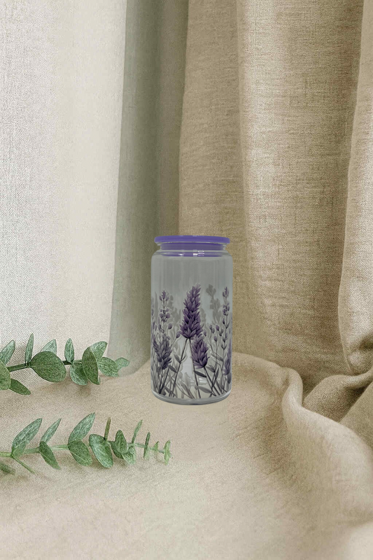 Verre en vitre-Fleurs mauves