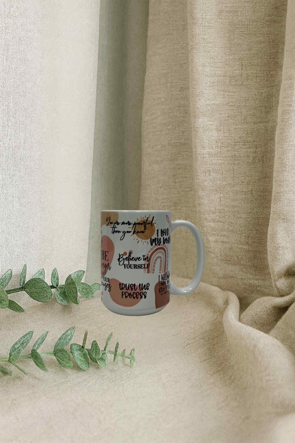 Tasse en ceramique (grande)- Phrase boho