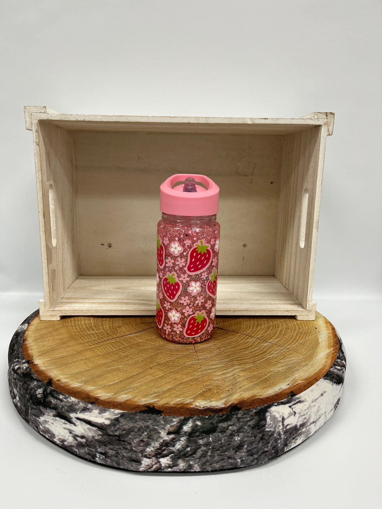 Bouteille en plastique à paillettes -   Fraises