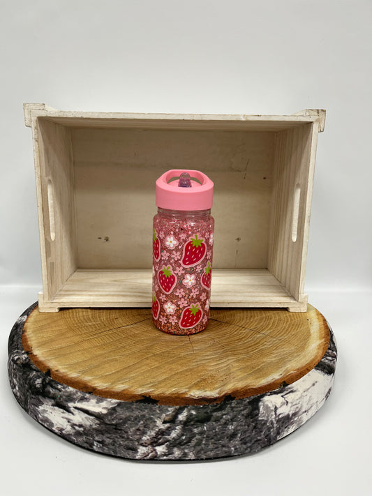 Bouteille en plastique à paillettes -   Fraises