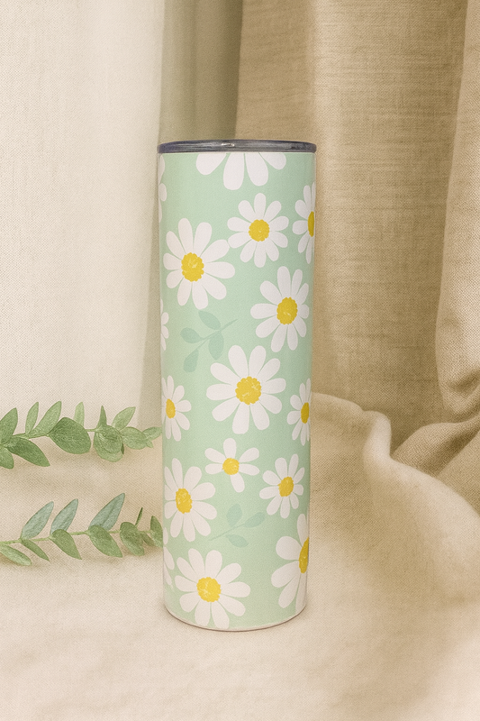 Bouteille de transport 20 oz- Marguerite fond turquoise